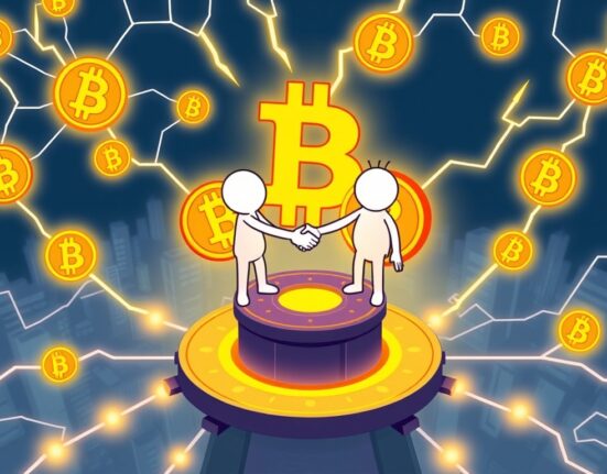 Cartoon illustration of Bitfinex's pivotal investment in KaleidoSwap, strengthening the future of Bitcoin DEX technology.