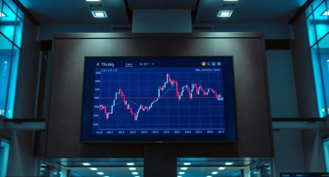 Bitcoin price chart showing a decline below $78,000 on a trading screen