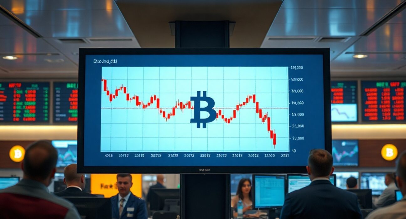 Bitcoin price chart showing a decline below $63,000 on a trading screen