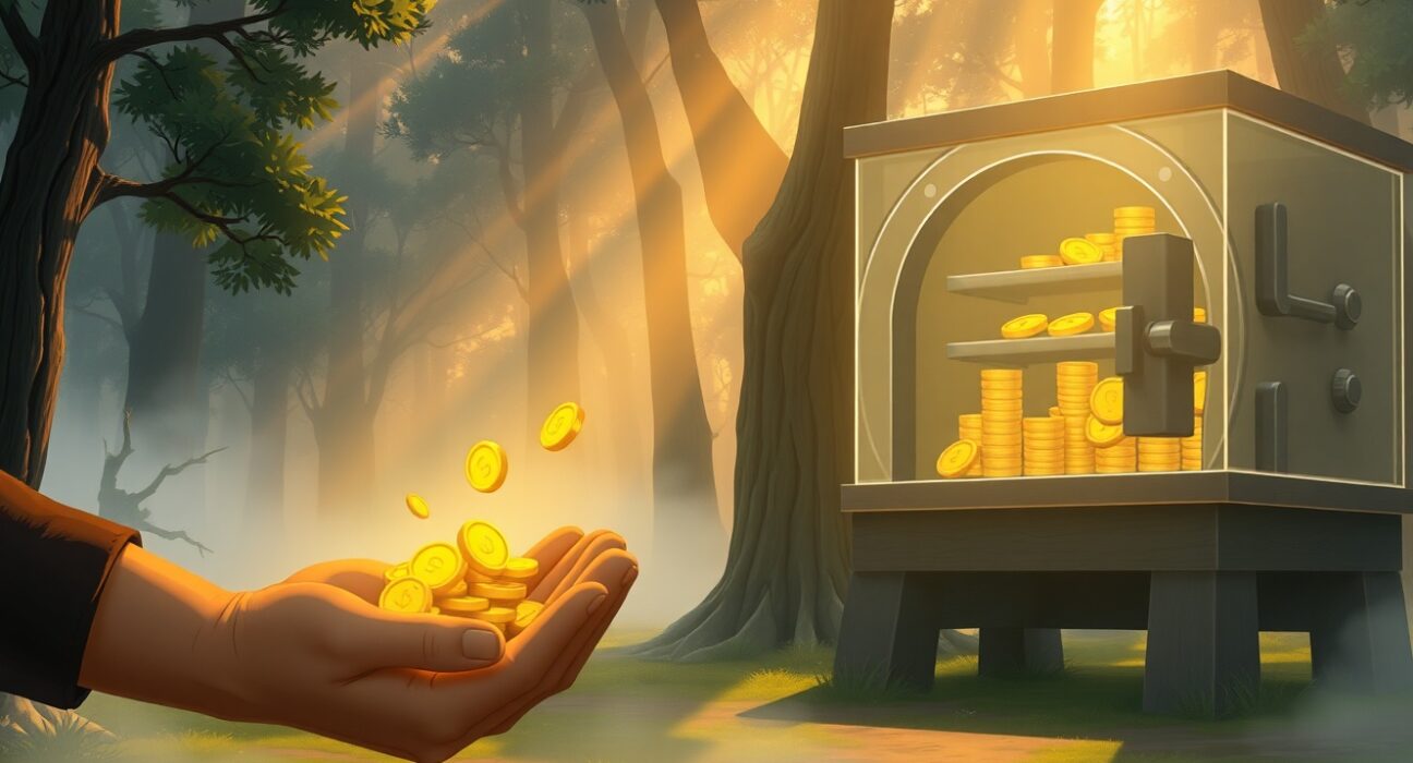 Bitcoin market transition from early investors to institutional buyers visualized through symbolic transfer