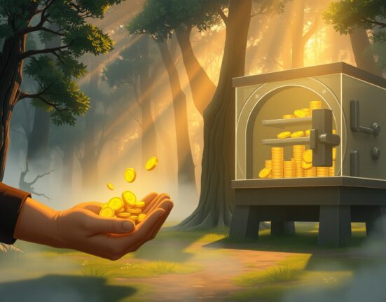 Bitcoin market transition from early investors to institutional buyers visualized through symbolic transfer