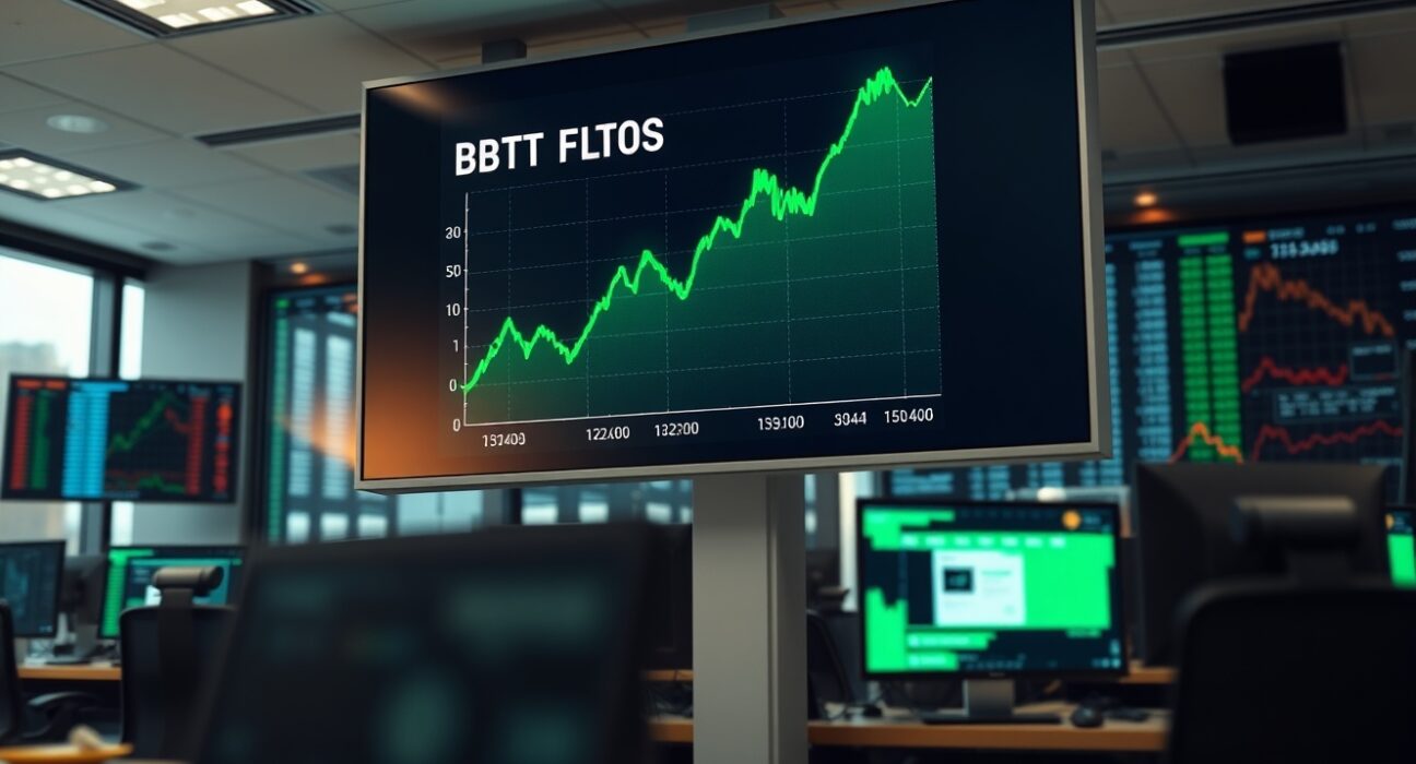 Financial trading screen showing positive Bitcoin ETF fund flow data