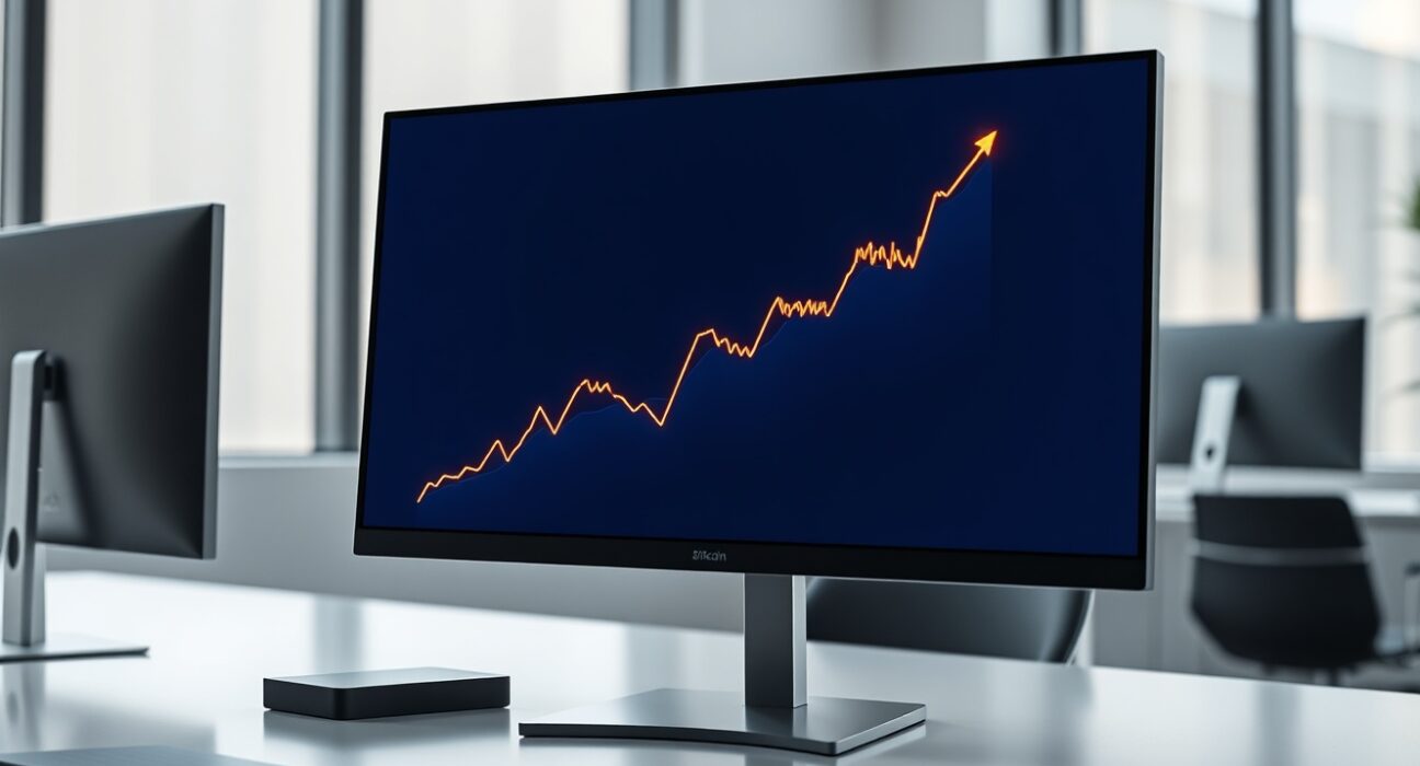 Spot Bitcoin ETF investment growth shown on an analyst's financial data screen.