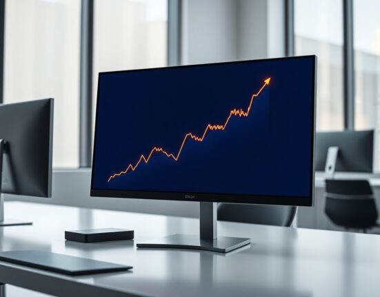 Spot Bitcoin ETF investment growth shown on an analyst's financial data screen.