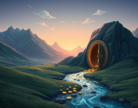 Conceptual art representing capital outflow from Bitcoin ETF digital vaults.