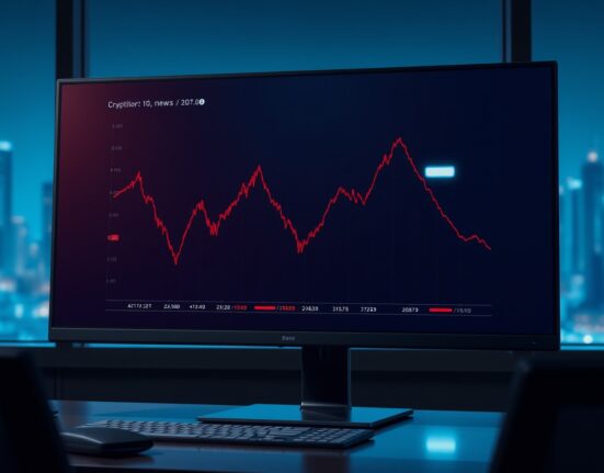 Analysis of the $171.4 million Bitcoin ETF outflow showing a declining trend on a financial chart.