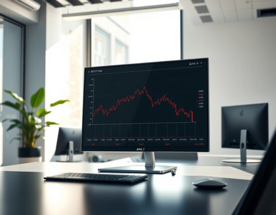 Analyst monitoring Bitcoin ETF outflow data on a financial trading desk screen.