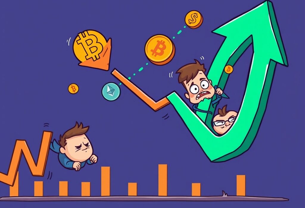 A cartoon showing Bitcoin ETF outflows with a downward trend, illustrating recent market activity and investment shifts.