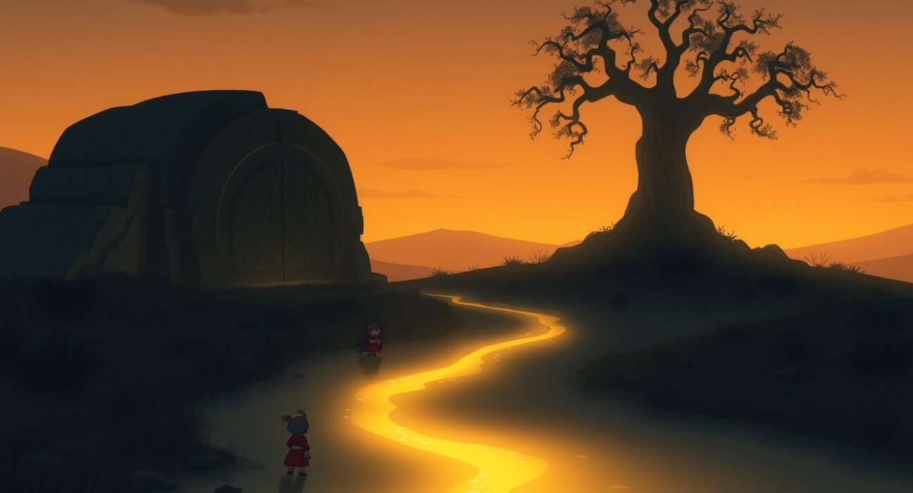 Conceptual Ghibli-style art representing capital outflow from Bitcoin ETF investments.