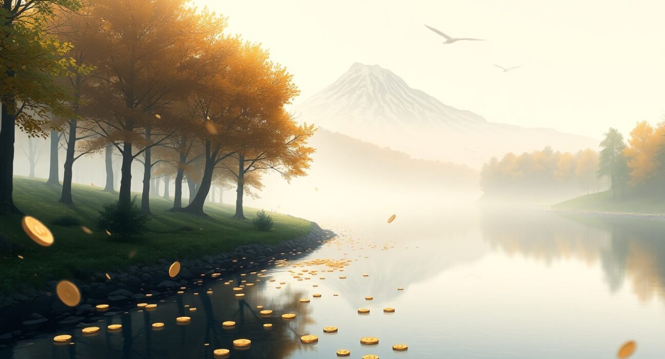 Bitcoin ETF outflows represented as digital coins flowing away from investment mountains