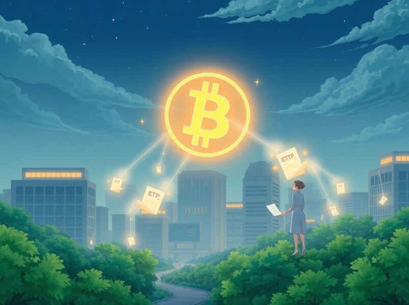 Analysis showing Bitcoin ETFs as the primary driver of BTC price movements in financial markets.