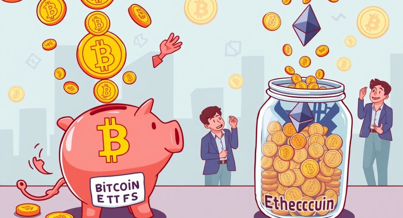Bitcoin ETFs attracting massive investment inflows while money flows out of competing cryptocurrency funds