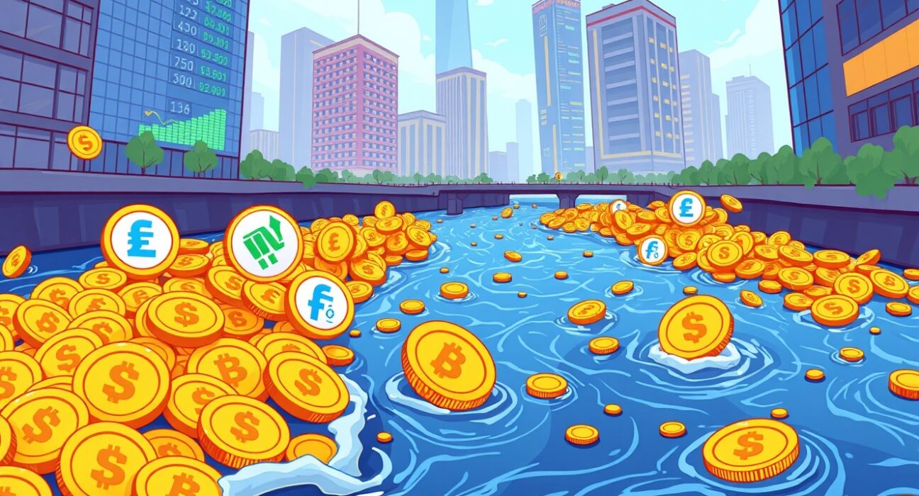 Bitcoin ETFs showing strong investment flow despite one fund's withdrawal in vibrant financial illustration