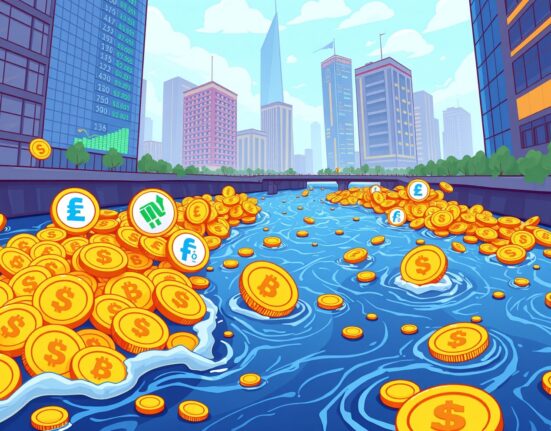 Bitcoin ETFs showing strong investment flow despite one fund's withdrawal in vibrant financial illustration