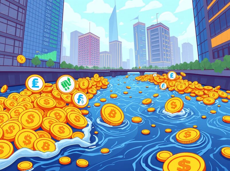 Bitcoin ETFs showing strong investment flow despite one fund's withdrawal in vibrant financial illustration