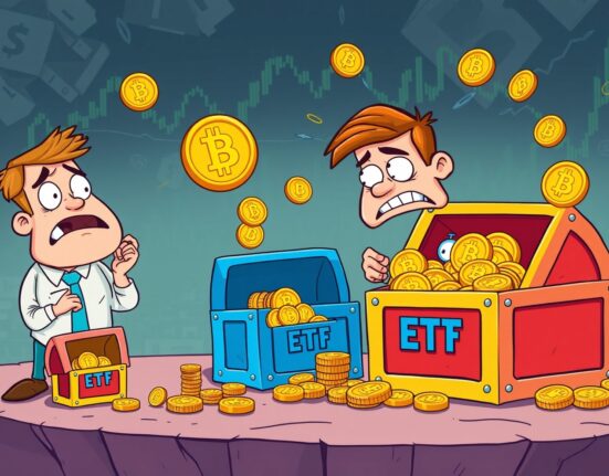 Bitcoin ETFs experiencing significant outflows as investors move funds between digital asset containers