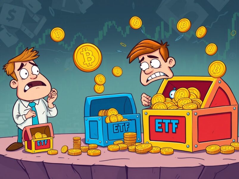 Bitcoin ETFs experiencing significant outflows as investors move funds between digital asset containers