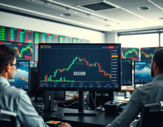 Trading desk monitors showing Bitcoin and Ethereum options expiry data