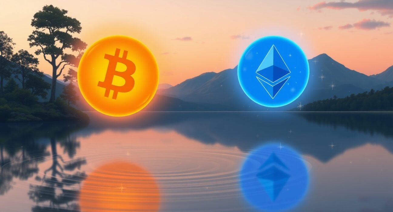 Bitcoin and Ethereum options markets showing declining volatility indicators reaching historic lows