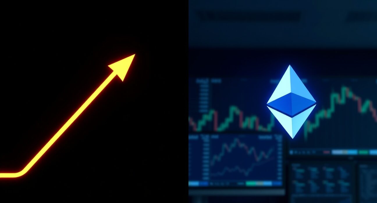 Contrasting prediction market sentiment showing Bitcoin bullish momentum versus Ethereum bearish pressure in cryptocurrency trading