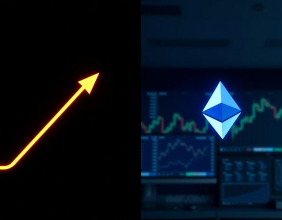 Contrasting prediction market sentiment showing Bitcoin bullish momentum versus Ethereum bearish pressure in cryptocurrency trading