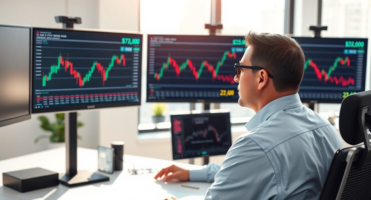 Financial analyst examining Bitcoin and Ethereum price charts showing key resistance levels for market structure shift