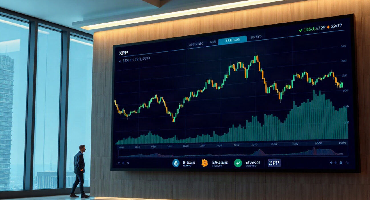 Cryptocurrency price charts showing Bitcoin, Ethereum, and XRP holding support levels