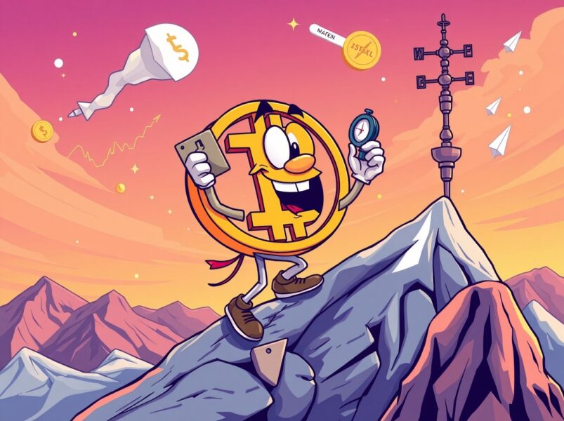 Bitcoin factors this week showing market analysis and economic indicators in cartoon style