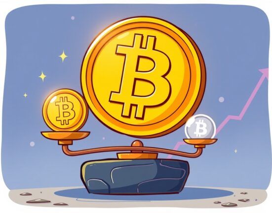 A cartoon illustration showing Bitcoin's true potential, highlighting its significant fair value compared to its current market price, suggesting BTC is undervalued.