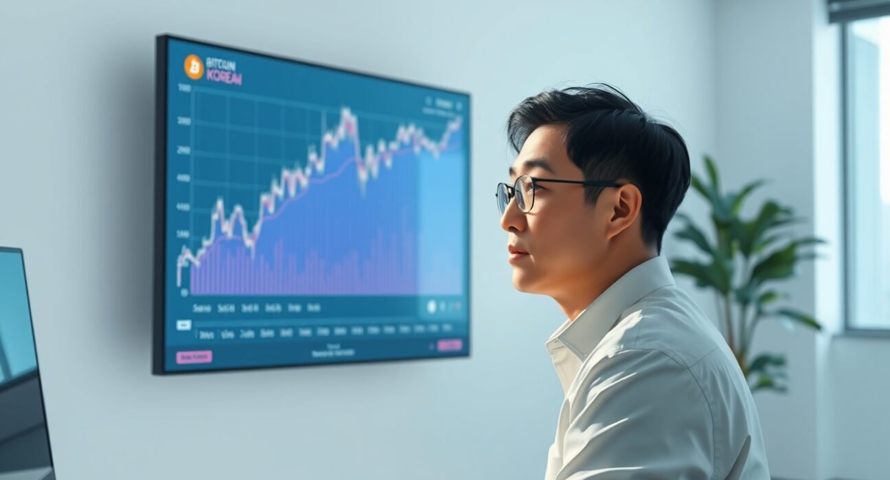 A South Korean investor analyzes a Bitcoin price chart, questioning if the rally is a genuine recovery or a short squeeze.