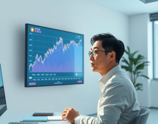 A South Korean investor analyzes a Bitcoin price chart, questioning if the rally is a genuine recovery or a short squeeze.
