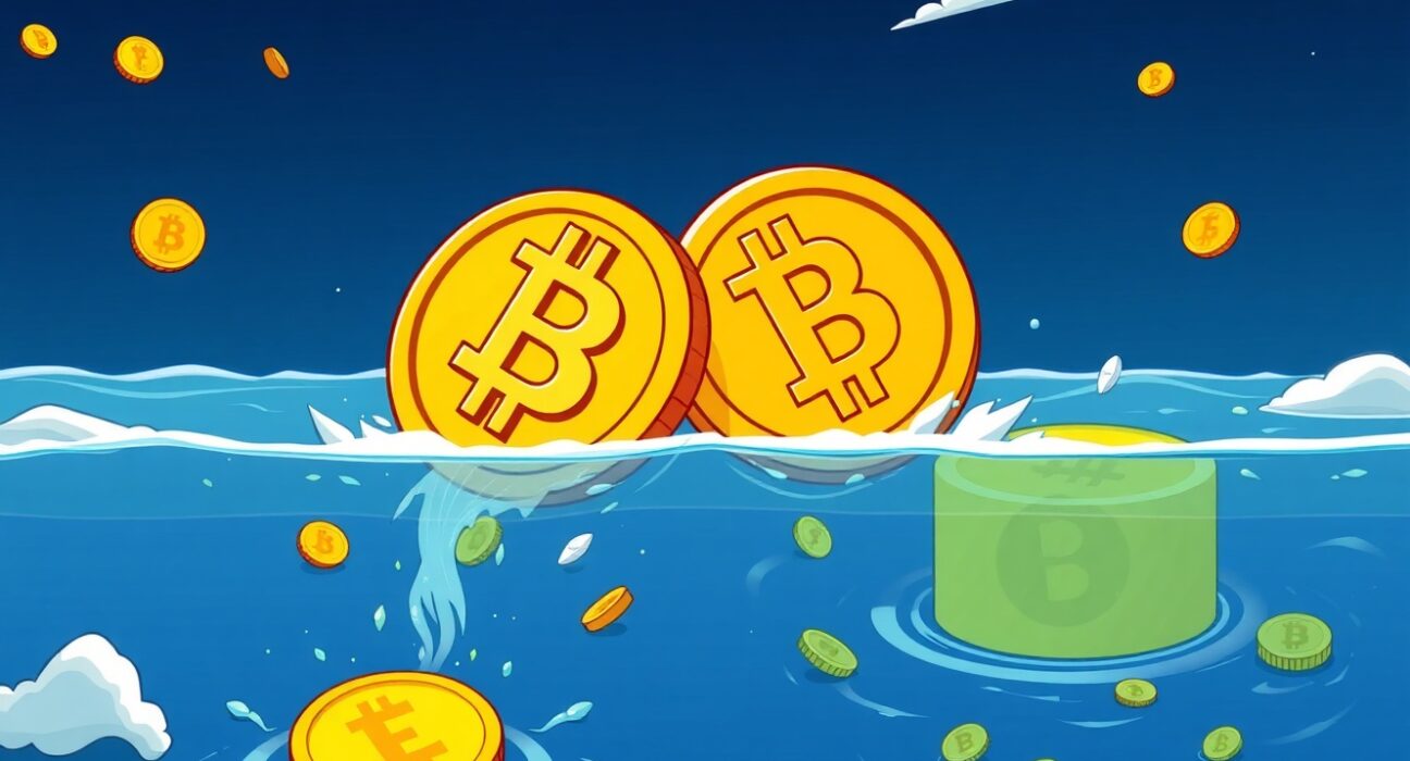 Bitcoin gold decoupling illustration showing digital and traditional assets separating