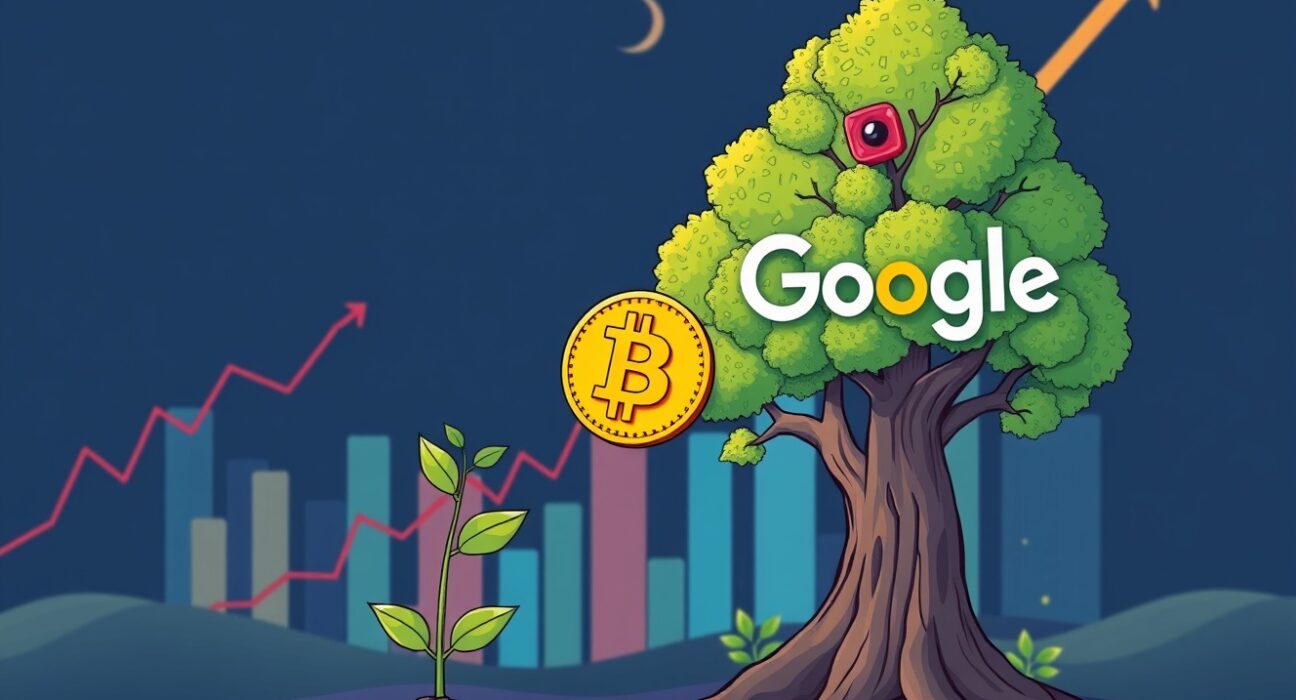 Bitcoin growth stage comparison showing digital currency evolution alongside established tech giants