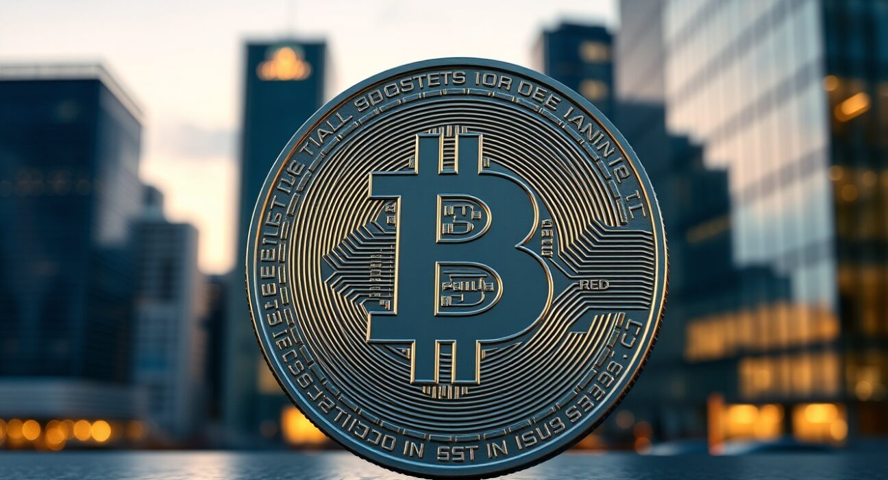Bitcoin coin representing institutional asset maturity in modern financial markets