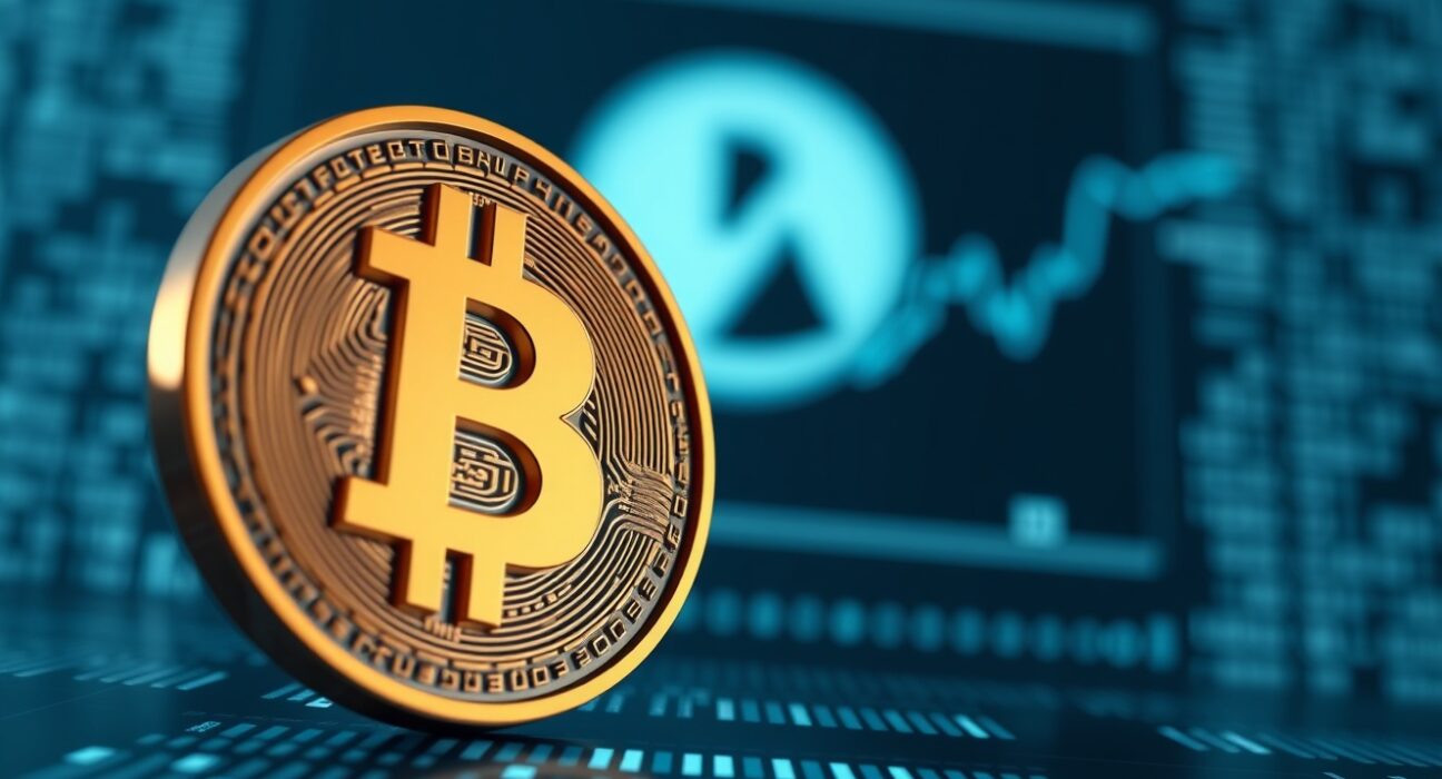 Bitcoin symbol flowing toward exchange interface representing increased BTC deposits and potential sell-off.