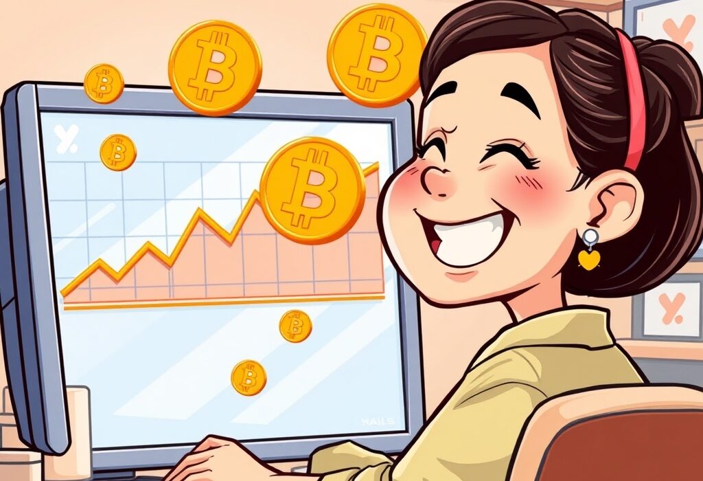 A cartoon illustration of a nail salon owner making a significant Bitcoin investment, symbolizing a surprising corporate financial strategy.