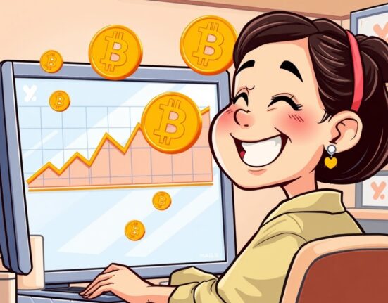 A cartoon illustration of a nail salon owner making a significant Bitcoin investment, symbolizing a surprising corporate financial strategy.