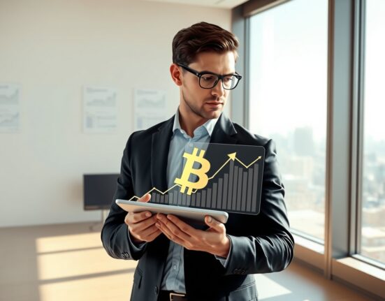 Financial analyst Ric Edelman discussing Bitcoin investment returns and digital asset strategy in professional setting