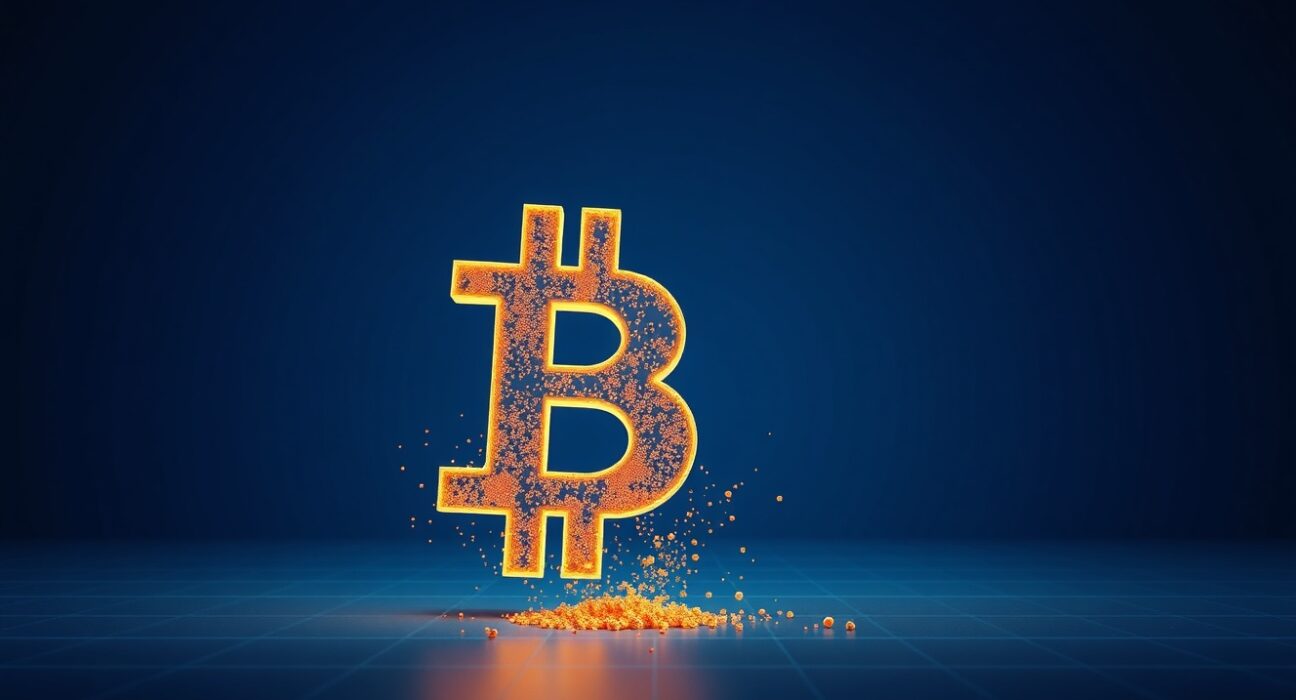 Conceptual representation of a Bitcoin transaction by an early investor realizing substantial profits.