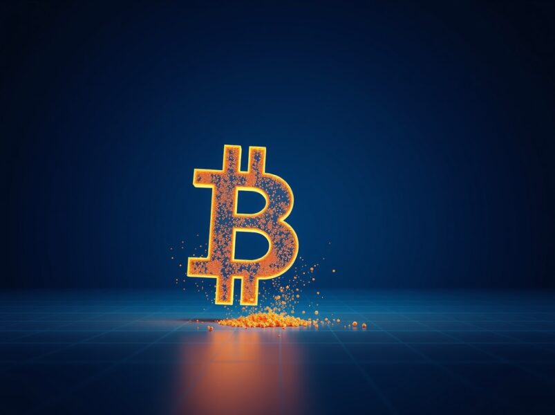 Conceptual representation of a Bitcoin transaction by an early investor realizing substantial profits.