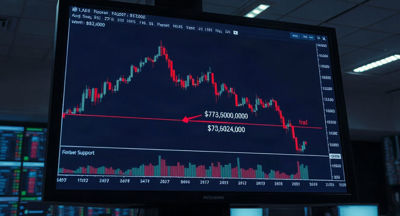 Bitcoin trading chart showing support and resistance levels