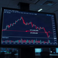 Bitcoin trading chart showing support and resistance levels