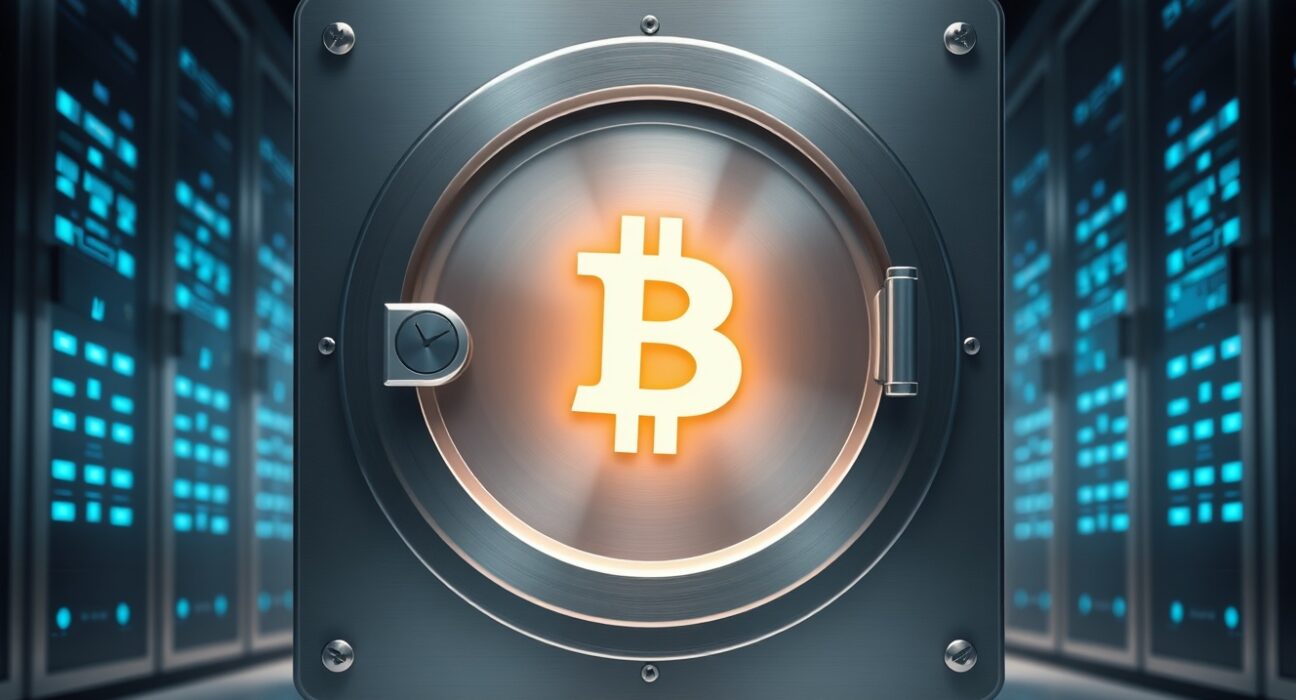 Bitcoin long-term holders accumulating digital assets in secure storage representing market stability.