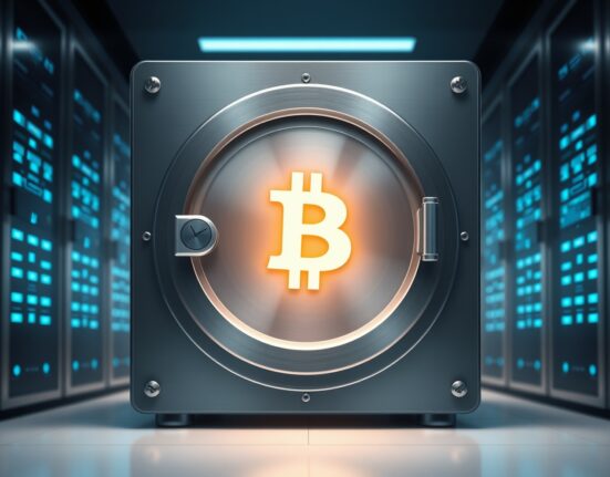 Bitcoin long-term holders accumulating digital assets in secure storage representing market stability.