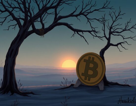 Conceptual Ghibli-style art representing Bitcoin's prolonged bear market and potential hope.