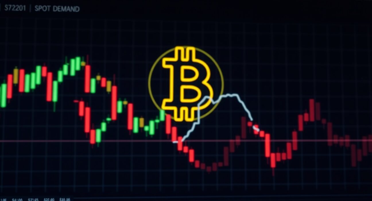 Bitcoin market analysis showing futures trading dashboard with sluggish spot demand indicator, reflecting CryptoQuant CEO's warning