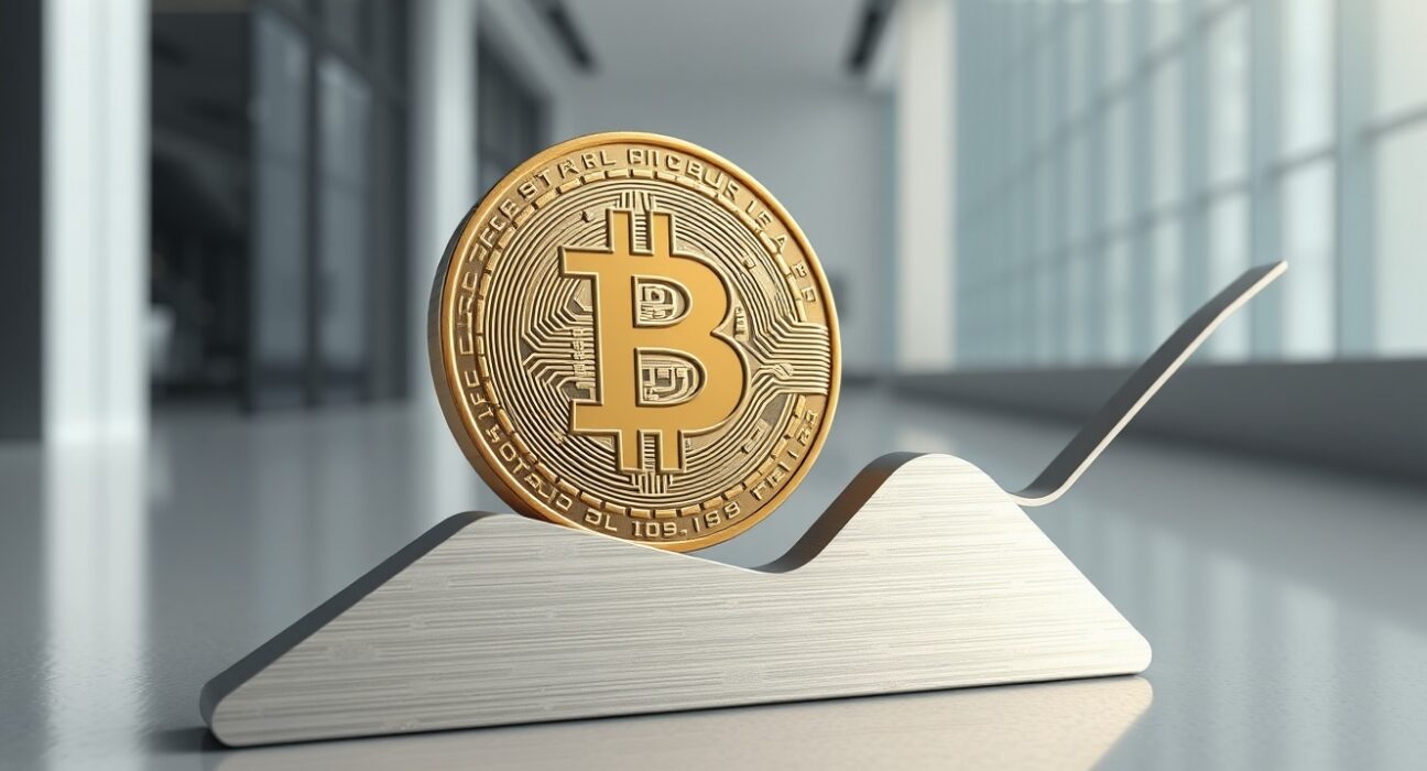 Analyst warns Bitcoin price may not have reached its market bottom yet, shown with a coin on a graph.