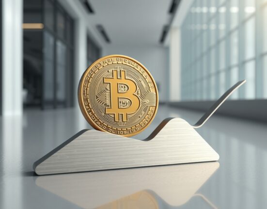 Analyst warns Bitcoin price may not have reached its market bottom yet, shown with a coin on a graph.