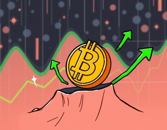 A cartoon illustration showing Bitcoin market bottom indicators turning positive, signaling potential recovery for BTC.