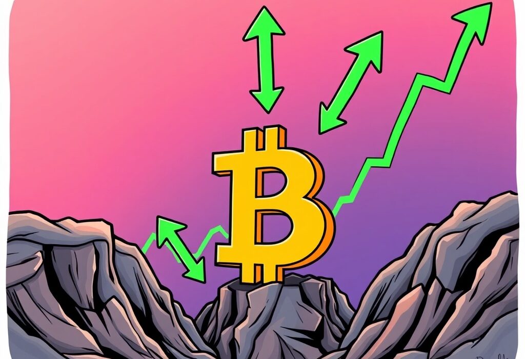 A vibrant cartoon illustrating a Bitcoin symbol rising from an oversold zone, signaling a potential Bitcoin market bottom.